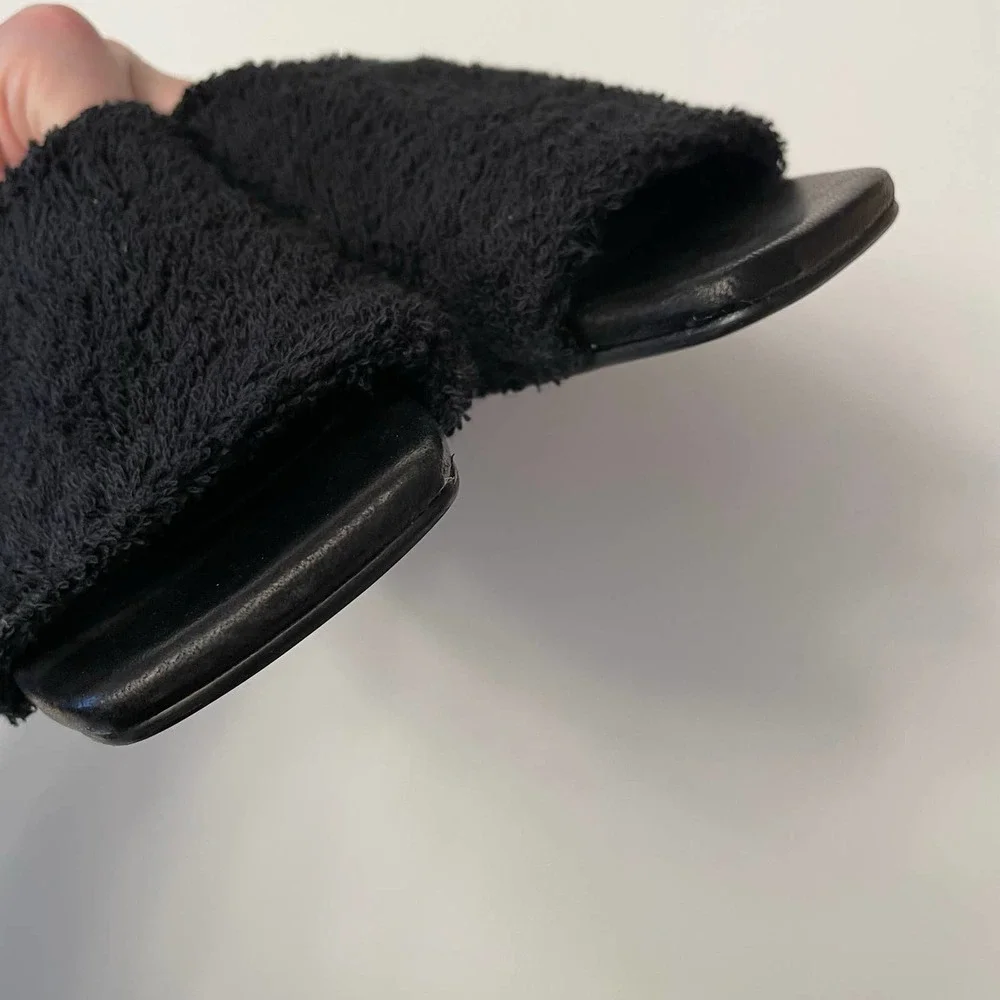 NWOB MIISTA London Wendy Black Towel Mule Sandals Size 37 Shoes Square Toe - Picture 11 of 11